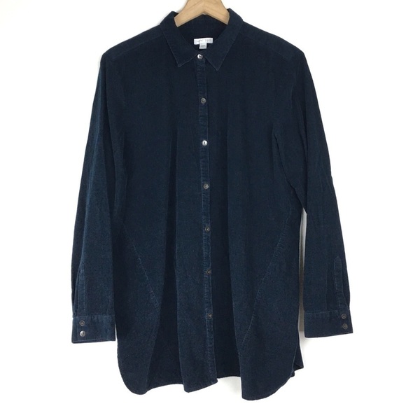 J JILL Corduroy Shirt Shacket Button Up Long Sleeve Ribbed Minimalist Size Large - Picture 9 of 9